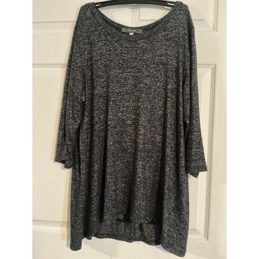 Coin 1804 Los Angeles Gray Space Dye Button Back Tunic Top 1X 6737X-BR